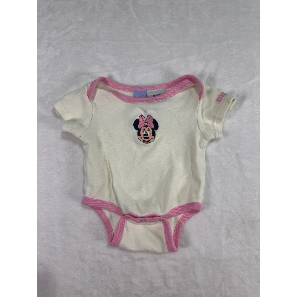 Disney Baby Minnie Mouse Bodysuit Preemie Cream Pink Short Sleeve Infant Girl